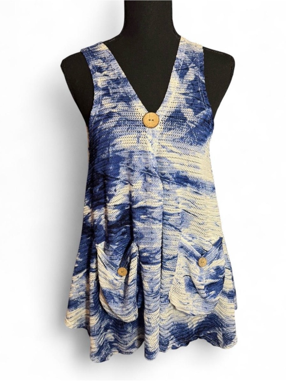 Blue & White Tie-Dye Tank Top